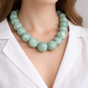 Bold Faceted Amazonite Gemstone Necklace – 16” Statement Collar